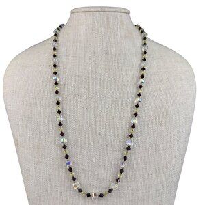 Vintage Faceted  Womens Glass Bead Strand Necklace Handmade